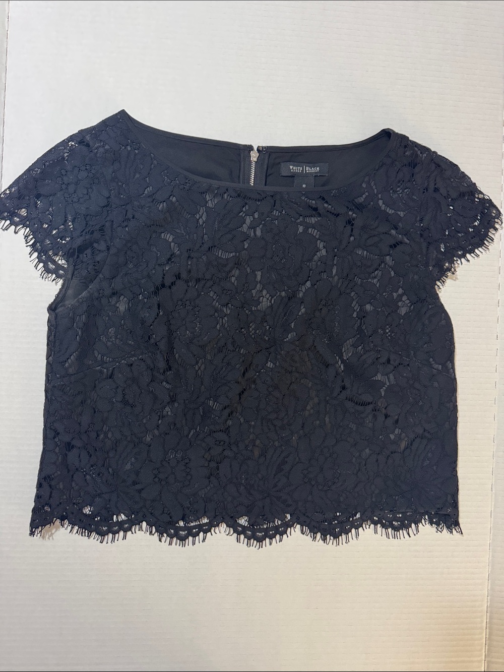 White House Black Market Black Lace Cropped Blouse